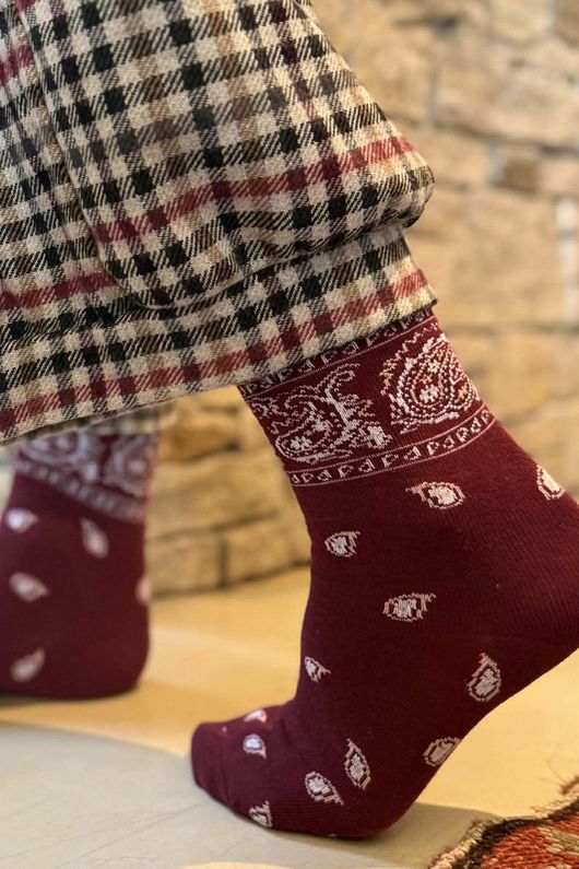 Bandana Socks Burgundy